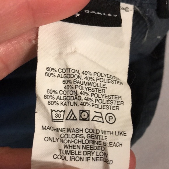 Oakley shirt men’s L blue gray striped short sleeve button front casual - Picture 8 of 8